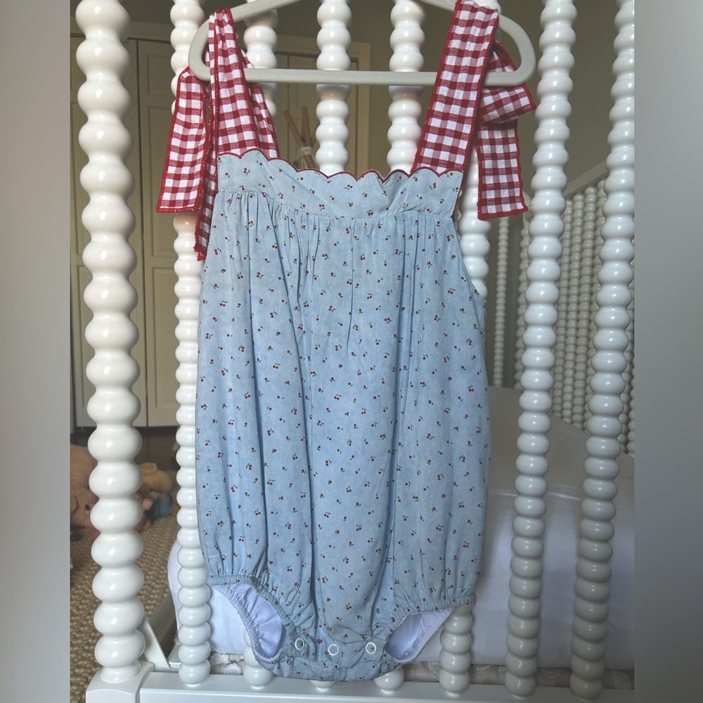 Sal & Pimenta Romper - 2T - Cherries & Red Gingham